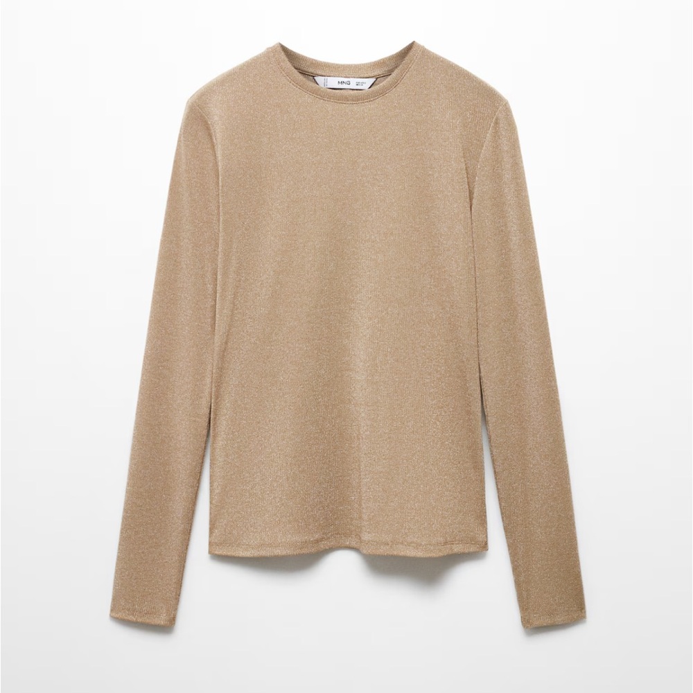 NWT MANGO Elegant Gold Long Sleeve Top